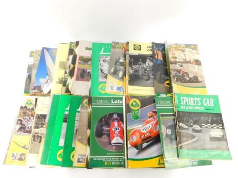 Historic Lotus, The Magazine of The Historic Lotus Register Ltd. 1990's to 2019, together with Sports Car and Lotus Owner February 1959, and Motor Racing and Motor Rally, Special Formula Junior Issue, June 1960. (quantity)