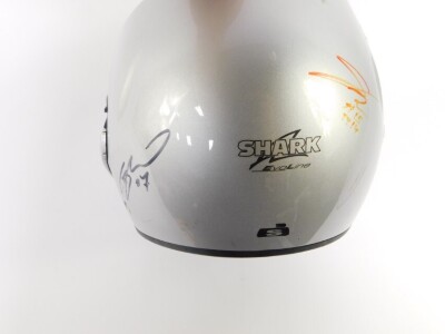 An Isle of Man TT interest Shark Evoline motorcycle helmet, autographed by four riders, unidentified. - 2