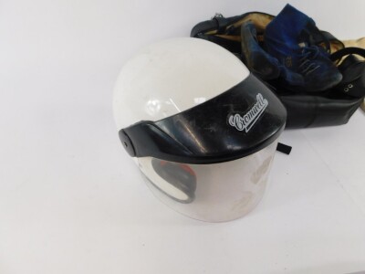 A Cromwell competition motorcycle helmet, fibre glass size 3, together with a holdall containing a pair of RRS shoes and an RRS fireproof sweatshirt and leggings, together with a pair of OMP gloves. - 2