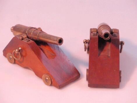 A pair of late 19thC model brass canons