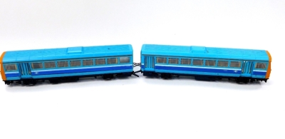 A Hornby OO-gauge Train Pack, BR three coach green livery diesel multiple unit Class 110, R369, boxed, and a BR Class 142 Twin Railbus Diesel Multiple Unit, DCC fitted. (2) - 3