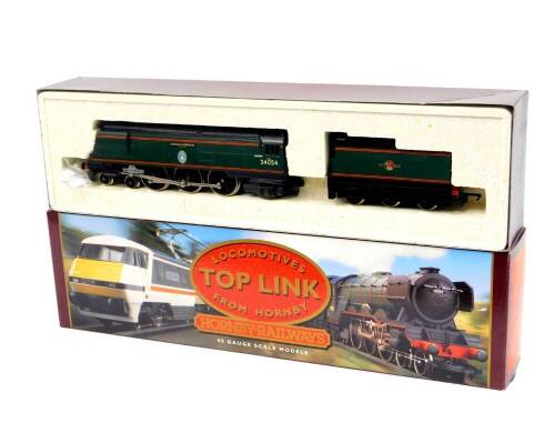 A Hornby OO-gauge Top Link train set, Battle of Britain Class 4-6-2 Lord Beaverbrook 34054 BR green livery, DCC fitted, R310, boxed.