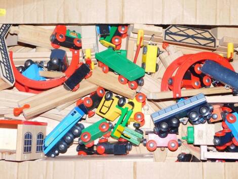 A Brio train layout, engine shed, trains, locomotives, etc. (a quantity)