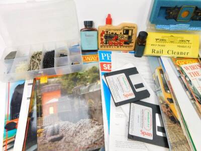 A Peco Lectrics servicing kit PL-71, rail cleaner, modelling materials and spares, catalogues and other printed ephemera. (a quantity) - 2