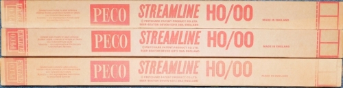 Peco boxed streamline HO/OO-gauge track, SL-100. (3 boxes)