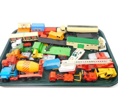 Die cast vehicles, Lesney, Matchbox Super Kings K-6 cement mixer, fire truck, rolling stock, etc.. (quantity)