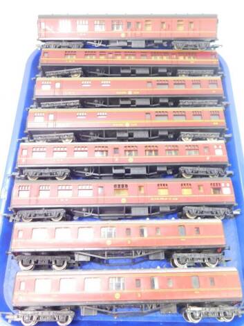 Lima and Hornby OO-gauge coaches, First Class LMS Guard, Third Class etc. (8)