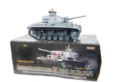 An Eanzear Kampfwagen III Aus Fl Sd Kfz 141/1 tank, 1/16 scale, with radio control action, boxed.