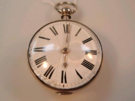 A silver pair cased open face pocket watch