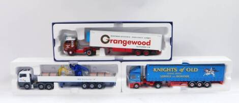 Corgi die cast 1:50 scale lorries, limited edition Hauliers of Renown RDL, Grangewood and Knights of Old, boxed. (3)