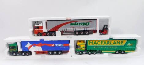 Corgi die cast 1:50 scale lorries, Limited Edition Sloan Transport, MacFarlane and Ellis, boxed. (3)