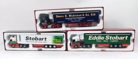 Corgi die cast 1:50 scale advertising lorries, Hauliers of Renown limited edition J C Blakeman, Models Own Stobart DC4012 and another CC15002, boxed. (3)