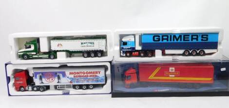 Corgi die cast 1:50 scale advertising lorries, Montgomery, Grimers, Modern Trucks and Maguires, boxed. (4)