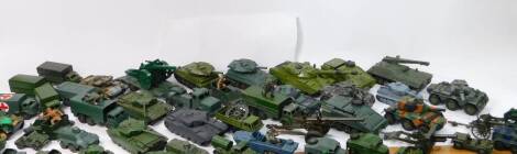 Die cast army vehicles, tanks etc., Dinky Leopard, Alvis, 6cm high, various other die cast tanks etc., playworn. (a quantity)