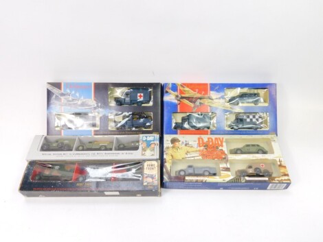 Lledo die cast WWII special and limited edition sets, comprising The Dambusters 50th Anniversary DM1003 x 2, The Home Front HF1003, D-Day 50th Anniversary DDU1003, and Operation Overlord 50th Anniversary DDL1003. (5)