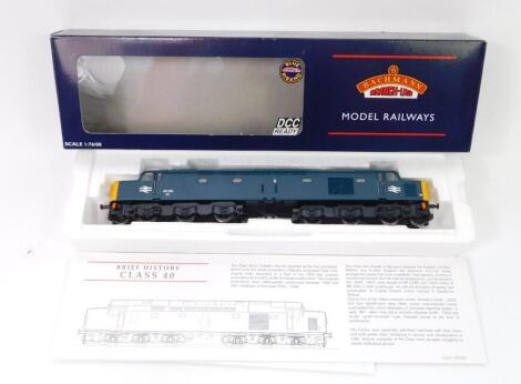 A Bachmann 00 gauge Class 40 diesel locomotive, 40169 centre head code, BR blue livery, 32-479, boxed.