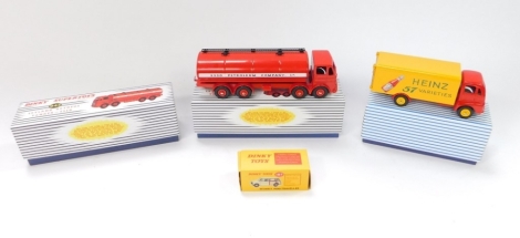 Dinky diecast replica vehicles, 943 Leyland Octopus tanker Esso, another, and a Heinz 57 varieties Guy van 920, boxed. (3).