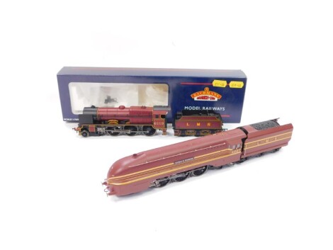 A Bacnmann OO gauge locomotive and tender 'Lancashire Fusilier', LMS red livery, 2-6-0, 6119, 31-283, boxed, together with a Hornby OO-gauge locomotive Duchess of Devonshire LMS red livery, 6227, unboxed. (2)