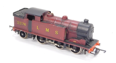 A Wrenn OO/HO-gauge locomotive, LMS red livery, 0-6-2 2274, in associated box.