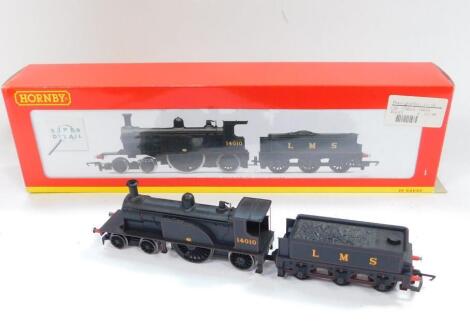 A Hornby OO gauge locomotive and tender LMS Single Caledonian, 14010, 4-2-2, R2683, boxed.