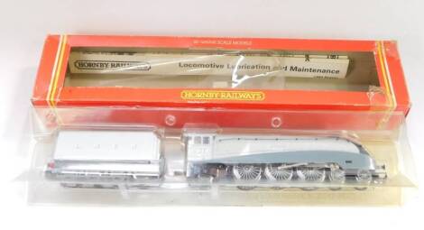 A Hornby OO gauge A4 Class locomotive and tender 'Silver Fox', 4-6-2, R099, and a further locomotive and tender, British Rail green livery, 2-6-0, 46521, both boxed. (2)