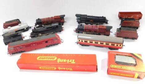 A Tri-ang OO-gauge locomotive Princess Victoria, 6205, further locomotives, boxed baggage car R130, Hornby 00 gauge Prime Pork closed van R216, boxed, and various other items, unboxed, overpainted locomotive, another etc. (a quantity).