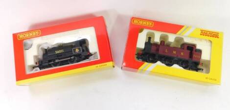 A Hornby OO-gauge Collector's Club locomotive 2014, black livery, 0-4-0, R39292, together with an LMS engine, 0-6-0T, 7413, R2674, both boxed. (2)