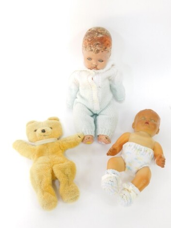 Two mid 20thC dolls, comprising a BND doll and a Prince Charming doll, together with a Wendy Boston Lancaster teddy bear. (3)