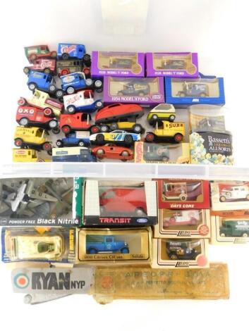 Models of Yesteryear Lledo and other diecast vintage trucks, motor cars and sports cars, some boxed. (a quantity)