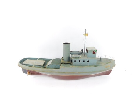 A remote control model of a Naval patrol boat, possibly Russian inspired, HS70, with a plastic hull and metal super structure, with a figure, 93cm wide.