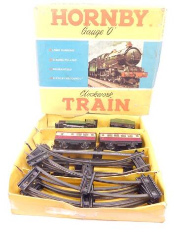 A Hornby 0 gauge clockwork train set, 45746 locomotive carriage track etc., boxed.