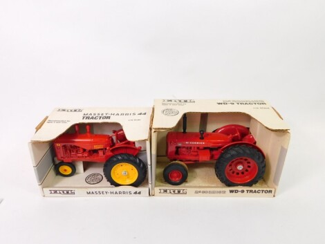 An Ertl die cast Massey Harris tractor, scale 1/16, and a McCormick WD-9 Tractor, scale 1/16, both boxed (2)