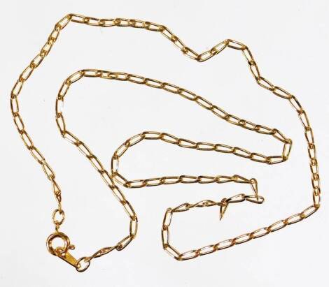 A necklace, with heart shaped links, marked 18K, 48cm long, 4.5g.