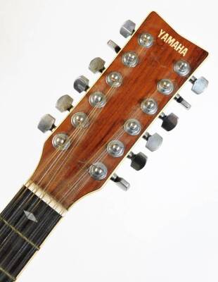 A Yamaha FG612S 12 string acoustic guitar, having bound front and rear, with diamond shaped inlaid fret markers. - 5