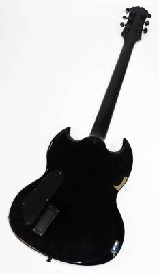 An Epiphone custom SG Prophecy model, in flamed black body, with twin Seymour Duncan humbuckers, decorative mother of pearl style inlays and original hard shell case. - 3