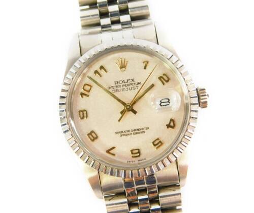 A Rolex Oyster Perpetual Datejust stainless steel gentleman's wristwatch.