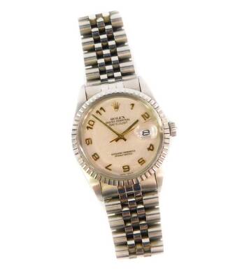 A Rolex Oyster Perpetual Datejust stainless steel gentleman's wristwatch. - 2