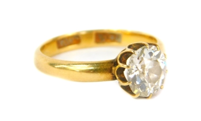 An 18ct gold diamond solitaire ring, set with a single diamond of approximately 1.1carat, ring size N ½. - 2