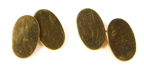 A pair of 9ct gold oval cufflinks, 15.2g.