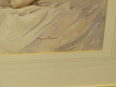 •Francis A. Boxall (20thC). Verity reclining, watercolour, signed and inscribed verso, Verity, 36cm x 54cm. - 3