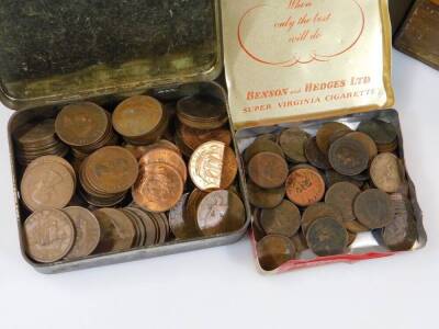 Various GB coins, brass 3d bits, various tins of other coins, low denomination, etc. (a quantity) - 4