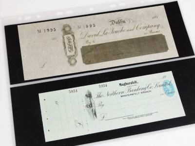 Various 19thC and other blank cheques, Dublin David La Touche & Company marked 1995, other early 20thC Dublin, the Royal Bank of Ireland, the Provincial Bank of Ireland, National Bank, Leinster, British Linen Company cheque etc. (a quantity) - 3