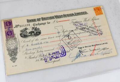 Various early 20thC blank cheques etc., Farrows Bank Ltd London, Messrs Child & Co London, with stubs, a bank of British West Africa Ltd exchange for £5 stamped cheque and two others for Morocco and Libranza Por Metalico etc. (a quantity) - 4