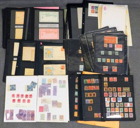 Various collectors stamps, philately, etc., Postal Express four stamps brown backs, Drzava 50 red backs, Insufficiently Prepared postage and other labels, various other collectors stamps, Horse Cobo stamp, Belgian stamps, various others some stamped War T