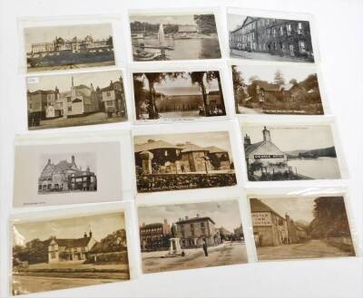 Various postcards, early 20thC and other, mainly black and white scenes, pub fronts, advertising, etc., The Baker's Arms, Brigg Angel Hotel, Alstonfield and other pubs for Longtown The Graham Arms, Royal Hotel Matlock, A Good Pub Front The Commercial Inn - 2