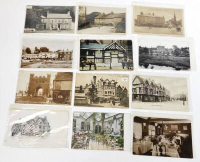 Various postcards, early 20thC and other, mainly black and white scenes, pub fronts, advertising, etc., The Baker's Arms, Brigg Angel Hotel, Alstonfield and other pubs for Longtown The Graham Arms, Royal Hotel Matlock, A Good Pub Front The Commercial Inn - 4