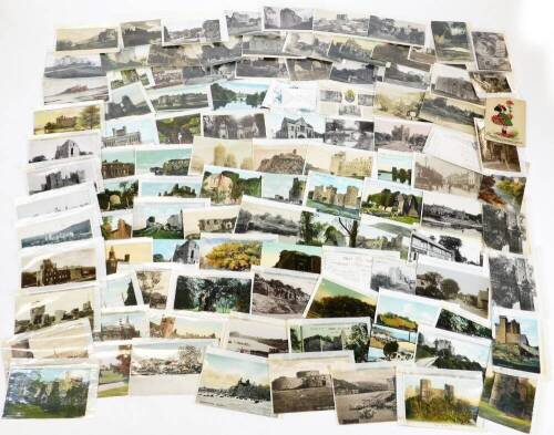 Various postcards, early 20thC black and white and coloured and other scenery to include Wellbeck Abbey, Clumber House From The Bridge, other Nottinghamshire Worksop, Clipston, Wilford Cottages Nottingham coloured printed card, Mansfield Road Sherwood, Ma