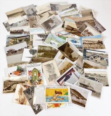 Various postcards, stamp cards, etc., 20thC, mainly blanks, to include Tucks postcard, others with stamps, a small quantity of picture cards to include Benllech, printed scenery cards, The Harbour Lyme Regis, South Bay Scarborough, Symonds Yat, various ot - 7