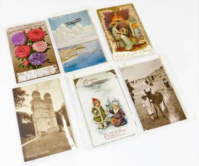 Various postcards, early 20thC and other, scenery, figure cards, etc., beach and coastal scenes Folkestone, Upper Lees and other Folkestone scenes, Eastbourne From The Wish Tower, Skegness, Murray Place Sterling, figure driving sheep through the street wi - 6