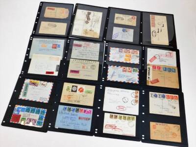 Various Express Mail and other letterheads, stamps, etc. Express Post Office Messenger labels, various others, Rail Ex Immediate Letter, small quantity of stamps to include Samoa reprints red backs motorcycle, Italy, etc., a 19thC letter with penny red st - 4